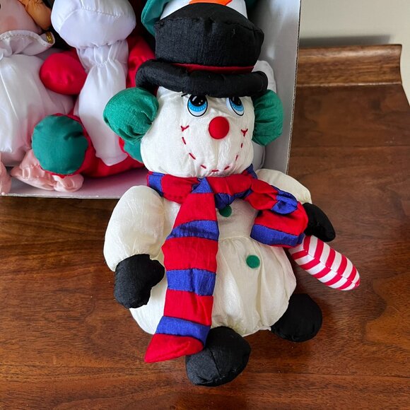 Set of 5 1990 Stuffins Christmas Polyester Plush Ornaments & 1 Coyne's Snowman - Picture 6 of 11